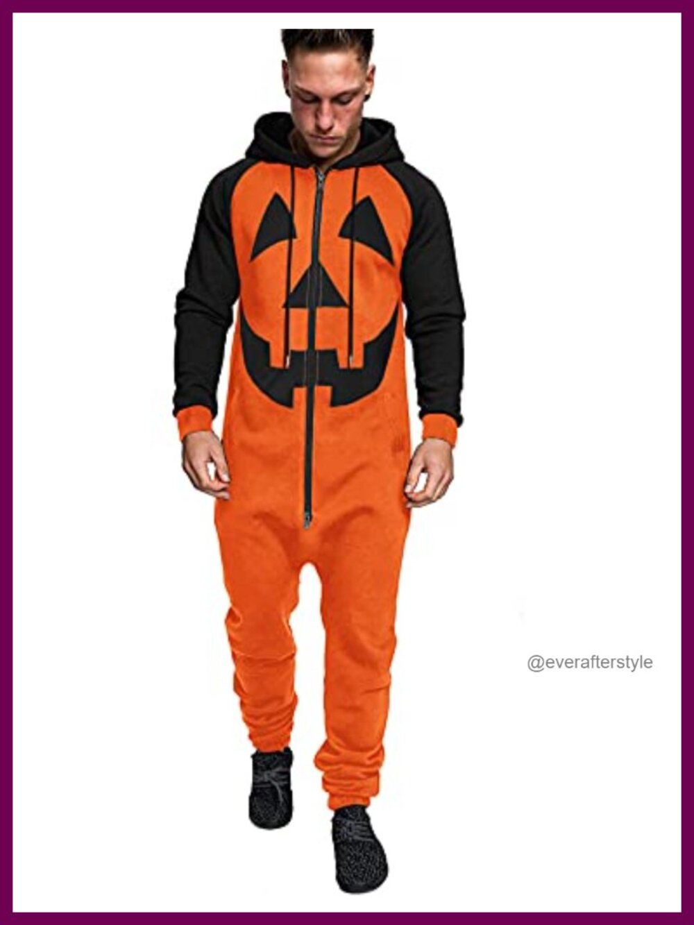 Men's Full Zip Hooded One Piece Jumpsuit Tracksuit Long Sleeve
